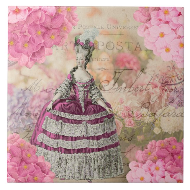 Vintage Marie Antoinette Ceramic Tile Kakelplatta (Framsidan)