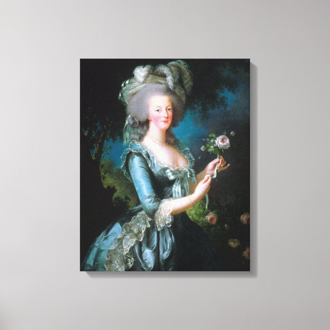Vintage Marie Antoinette med Rosa ros Canvastryck (Framsida)