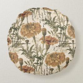 Vintage Marigets Cotton Round Dekorativ kudde (16