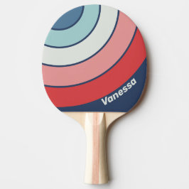 Vintage Marin Blå Cirkelrand med Namn Pingisracket
