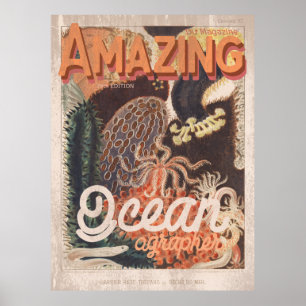 Vintage marinbiologijournaltäckning poster