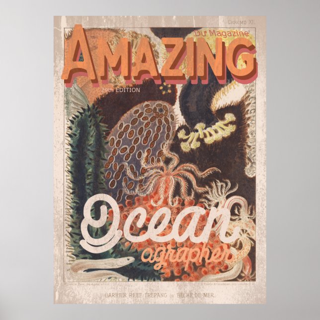 Vintage marinbiologijournaltäckning poster (Framsidan)