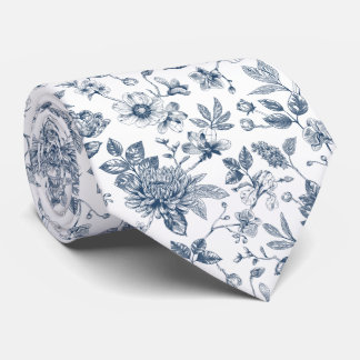 Vintage marinblå blommönster Toile-De-Jouy Slips