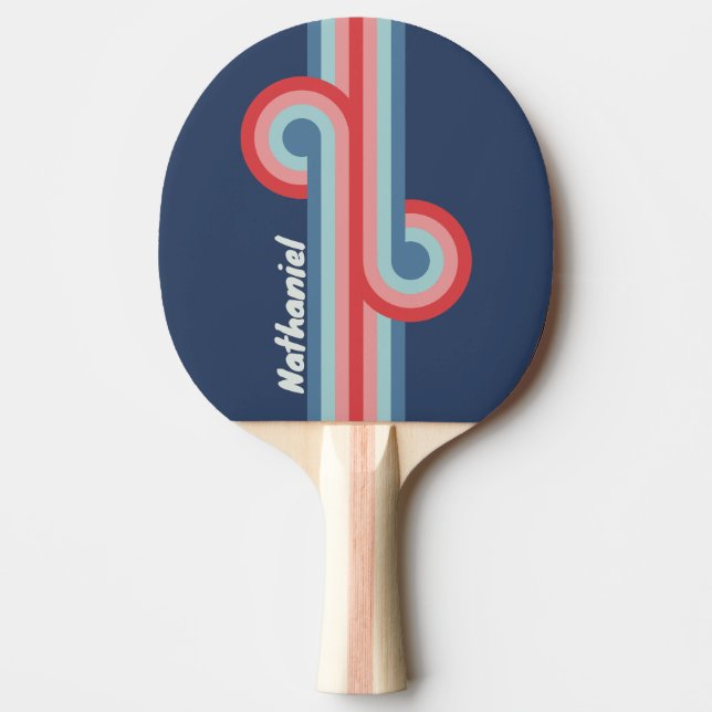 Vintage Marinblå Loop med Namn Pingisracket (Framsidan)