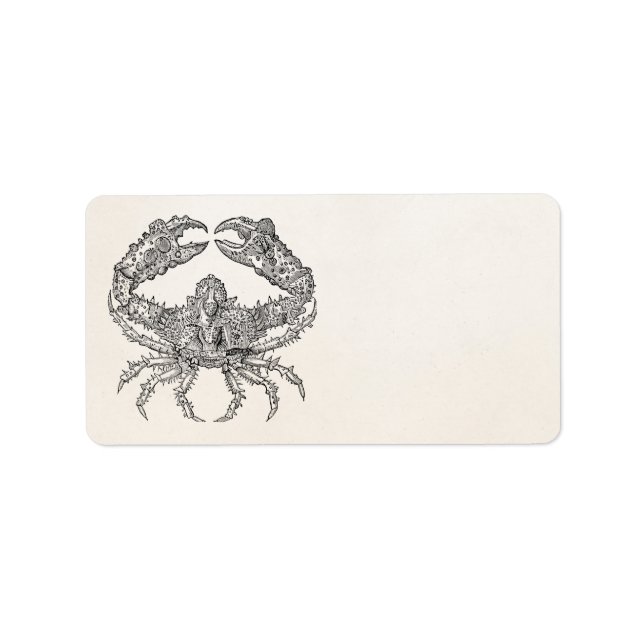 Vintage Marine Crab Parchment Personlig Adressetikett (Framsidan)