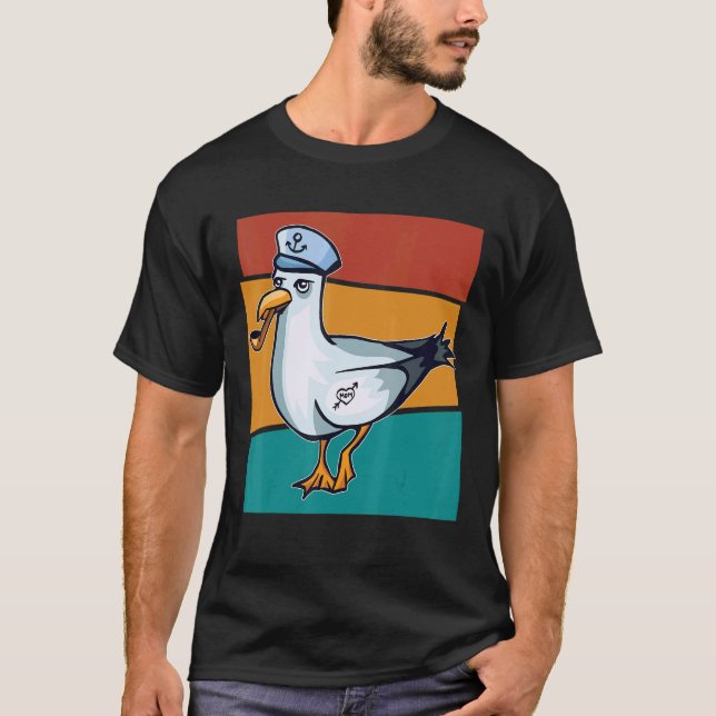 Vintage Marine Fiskmås T Shirt (Framsida)