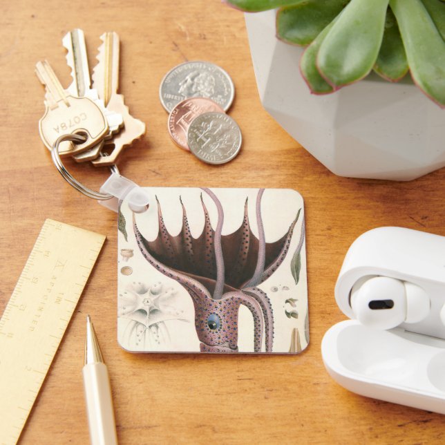 Vintage Marine Life Animals, Parbrella Squid Nyckelring (Skrivbord)