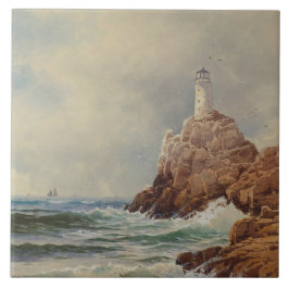 Vintage Marine Lighthouse Alfred Thompson Bricher Kakelplatta