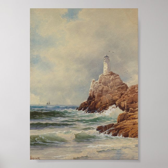 Vintage Marine Lighthouse Alfred Thompson Bricher Poster (Framsidan)