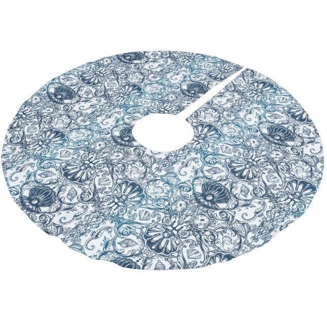 Vintage Marine Mönster Julgransmatta Borstad Polyester (Vinklad)