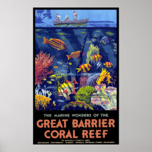 Vintage Marine Wonders of the Underbar Barrier Cor Poster