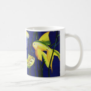Vintage Marinlivsfisk, Fancy Guldfisk i Tank Kaffemugg