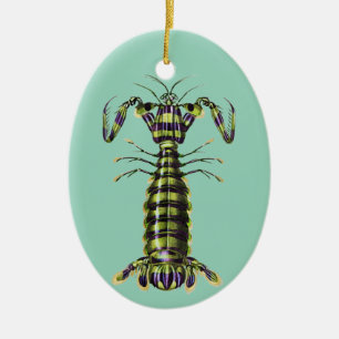 Vintage Marinmålning - jättekammarstomatopod Julgransprydnad Keramik