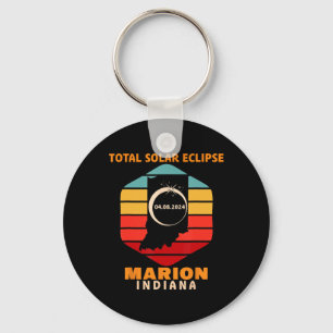 Vintage Marion Indiana Total Solar Eclipse 2024 Nyckelring