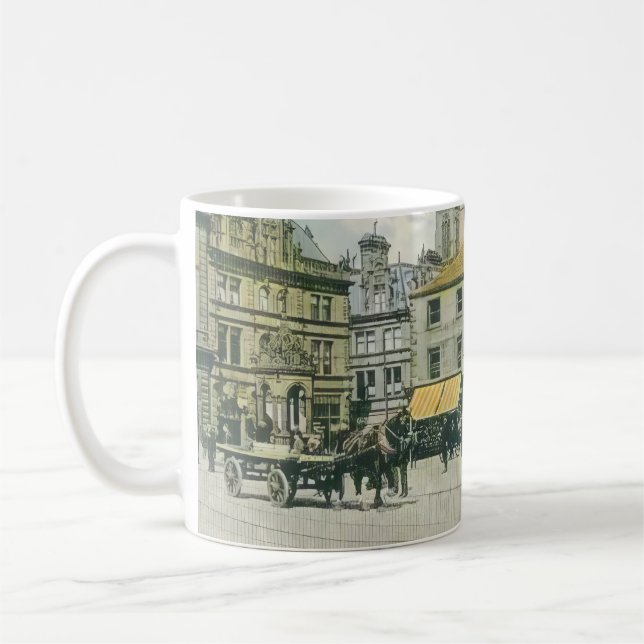 Vintage Marknadsscen - Huddersfield Marketplace Kaffemugg (Vänster)