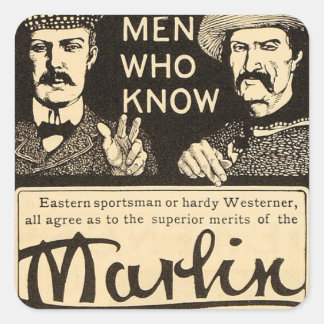 Vintage Marlin Firearms Rifle Gun and Sticker Set Fyrkantigt Klistermärke