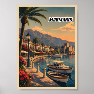 Vintage Marmaris Turkiet Resa Poster Arttryck