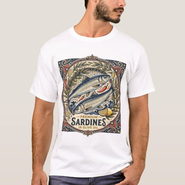 Vintage Marockansk Sardindosa Retro Kustfisk  T Shirt (Framsida)