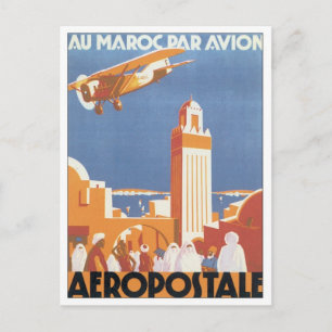 Vintage Marocko Aeropostale Mosque Vykort