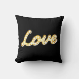 Vintage Marquee Ljus Kärlek Cushion - svart Kudde