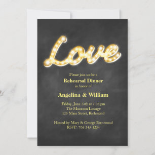 Vintage Marquee Ljus Rehearsal Dinner Inbjudan