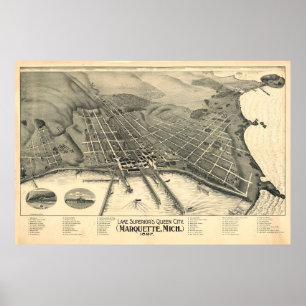Vintage Marquette MI Karta (1897) Poster