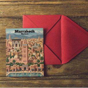 Vintage Marrakech Marocko Arkitektur Resa Vykort