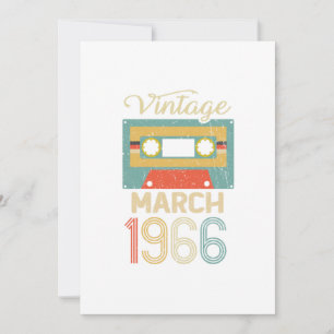 Vintage Mars 1966 55:e födelsedagen 55:e året Gift Inbjudningar