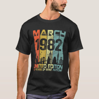 Vintage Mars 1982 Funny 40Th Birthday 40 Years Ol T Shirt