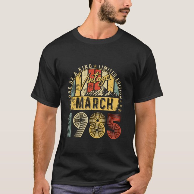 Vintage Mars 1985: 40:e födelsedagen Gift Vintage  T Shirt (Framsida)