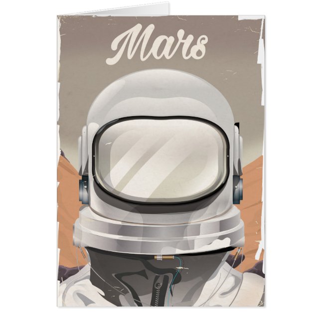 Vintage Mars Astronaut Hälsningskort (Framsidan)