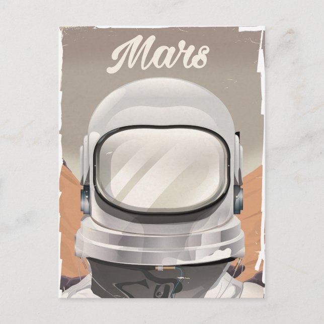 Vintage Mars Astronaut Vykort (Framsida)