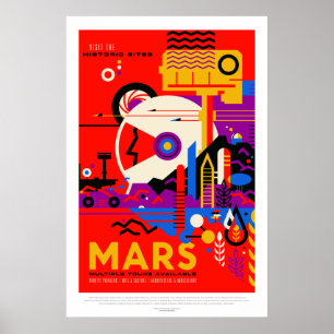 Vintage Mars - historikplatser - utrymmesresor Poster