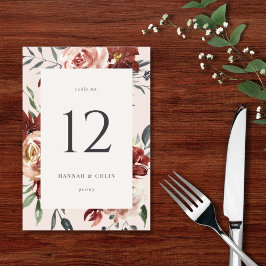 Vintage Marsala Pewter-Blommigt Bordsnummer