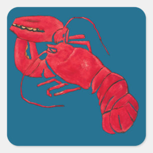 Vintage Marsden Hartley Röd Hummer på Svart Konst Fyrkantigt Klistermärke