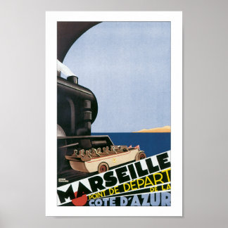 Vintage Marseille Frankrike Travel Poster Skriv ut