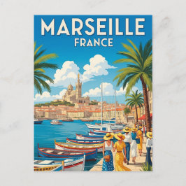 Vintage Marseille Frankrike Travel Vykort