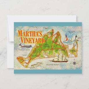 Vintage Martha's Vineyard Kart Postkort Vykort