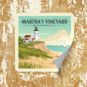 Vintage Martha's Vineyard Massachusetts Fyrkantigt Klistermärke