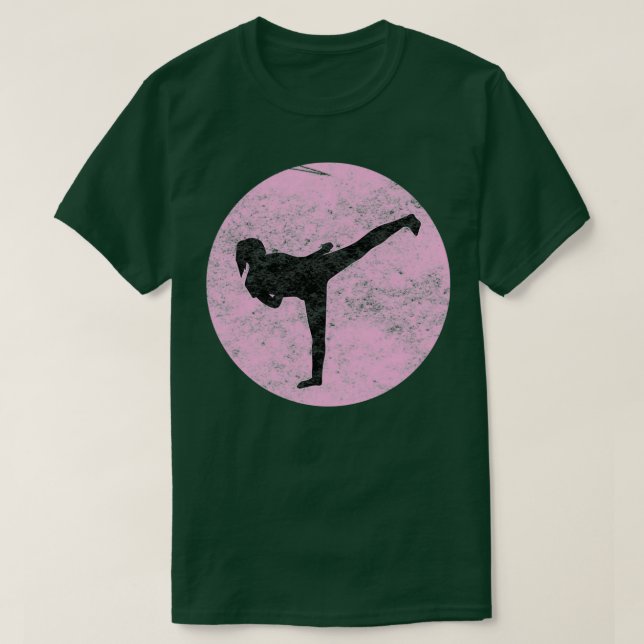 Vintage Martial Arts Karate Girl Kick T Shirt (Design framsida)