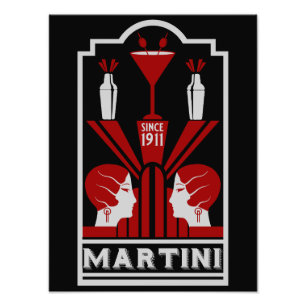 Vintage Martini Art Deco Fototryck