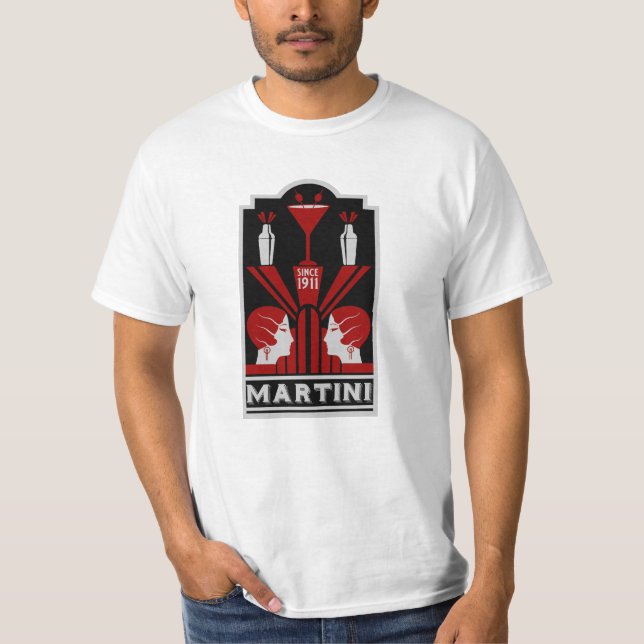 Vintage Martini Art Deco T Shirt (Framsida)