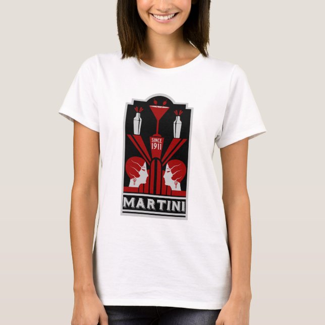 Vintage Martini Art Deco T Shirt (Framsida)