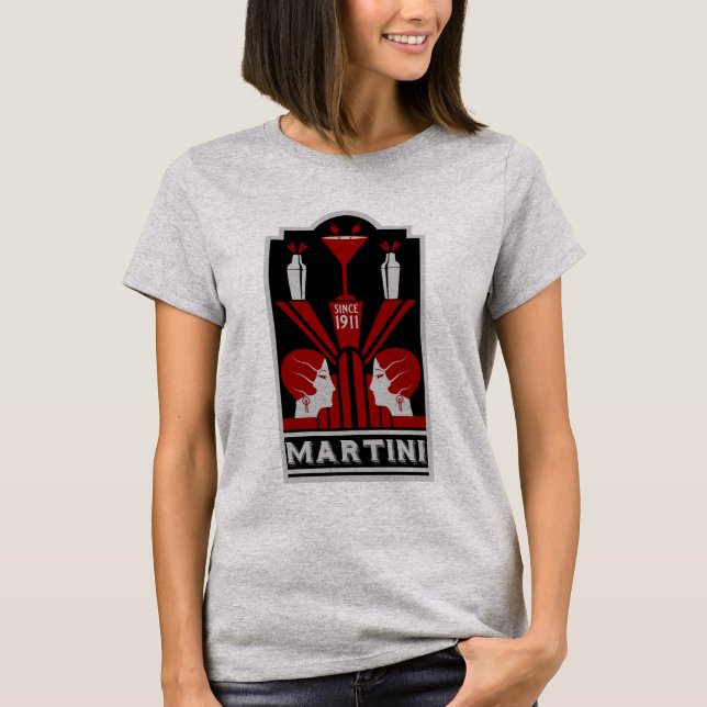 Vintage Martini Art Deco T Shirt (Framsida)