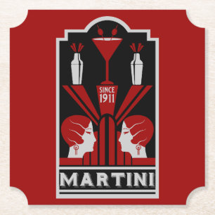 Vintage Martini Art Deco Underlägg Papper