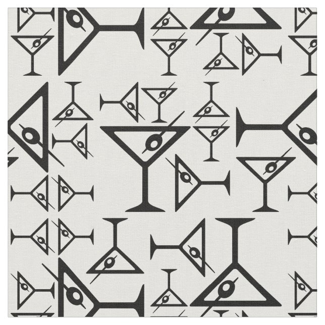 Vintage Martini Glass Black & White Martini Tyg (Närbild)