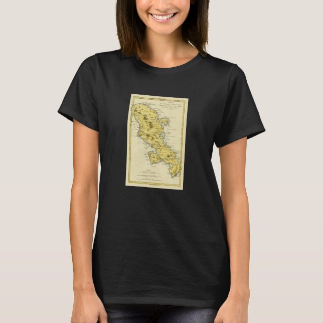 Vintage Martinique Map 1780 T Shirt (Framsida)