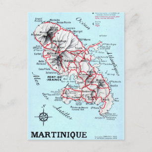 Vintage Martinique vykortskarta Vykort