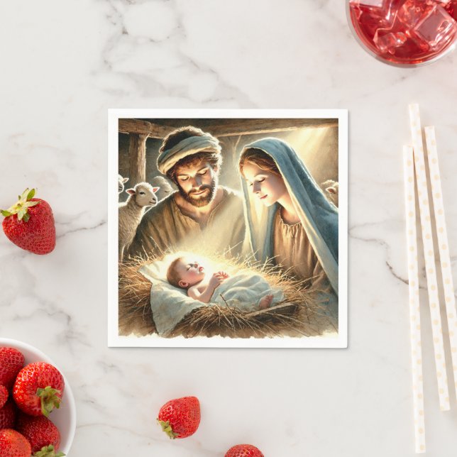 Vintage Mary Joseph & Jesus Ntivity Decoupage Pappersservett (Insitu)
