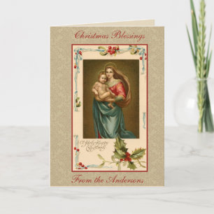 Vintage Mary Madonna Baby Jesus Religiösa Helgkort